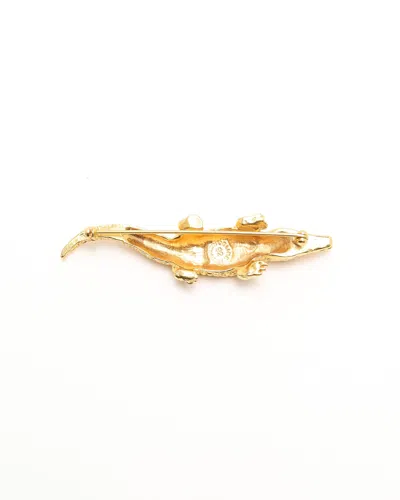 Celine Céline Crocodile Brooch In Gold