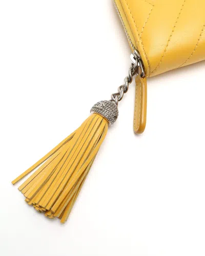 Pre-owned Chanel Classic Zip Around Card Holder In Yellow