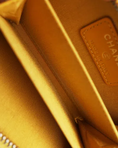 Pre-owned Chanel Classic Zip Around Card Holder In Yellow