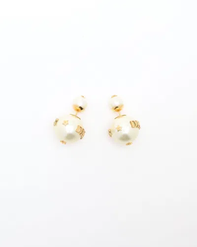 Dior Christian  Pearl Tribales Earrings In Brown