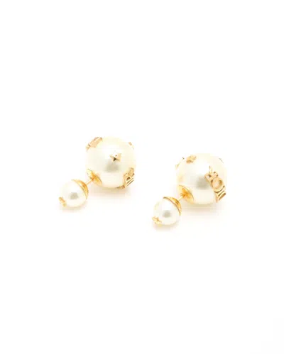 Dior Christian  Pearl Tribales Earrings In Brown