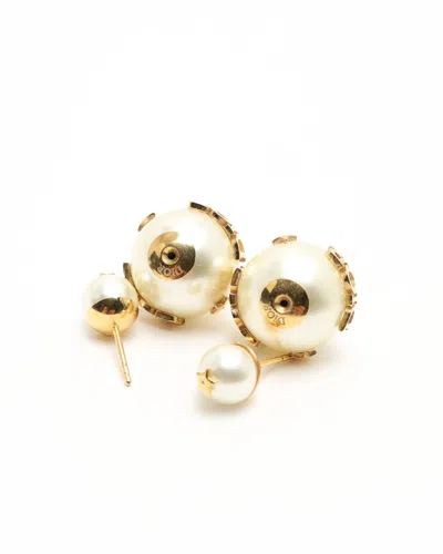 Dior Christian  Pearl Tribales Earrings In Brown