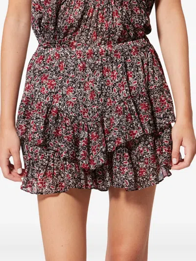 Isabel Marant Étoile Jocadia Ruffled Floral-pattern Shorts In Brown