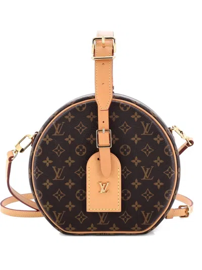 Pre-owned Louis Vuitton Petite Boite Chapeau Bag Monogram Canvas Crossbody Bag In Brown