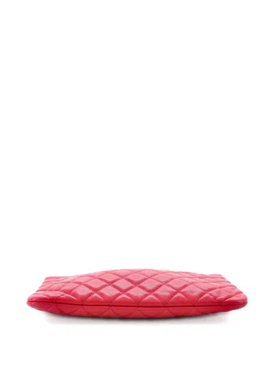 Pre-owned Chanel O Case Quilted Caviar Medium Clutch Bag In Pink
