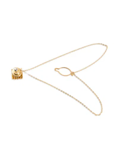 Pre-owned Dior 1990s Square Tie Tack Pin In Gold