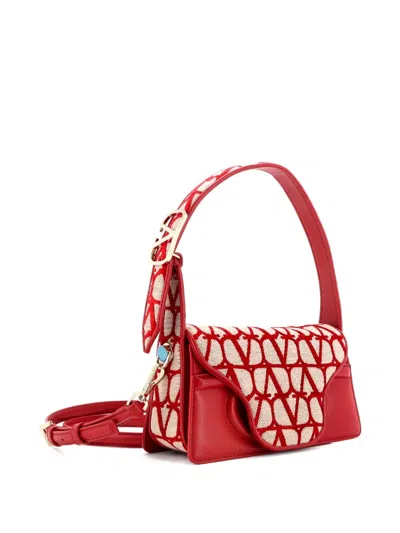 Pre-owned Valentino Garavani Le Petit Deuxieme Iconographe Canvas And Leather Shoulder Bag In Neutral