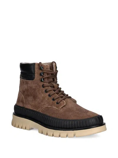 Gant Lace-up Panelled Boots In Brown