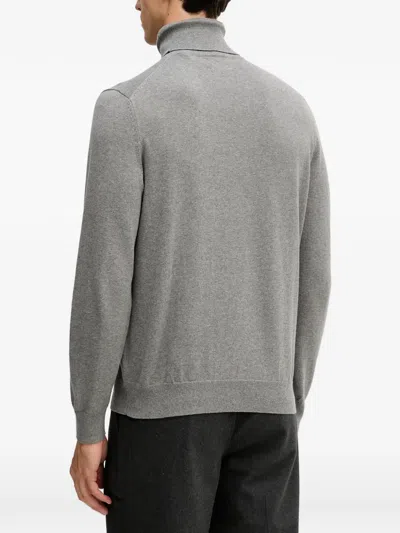 Gant Roll-neck Logo Sweater In Gray