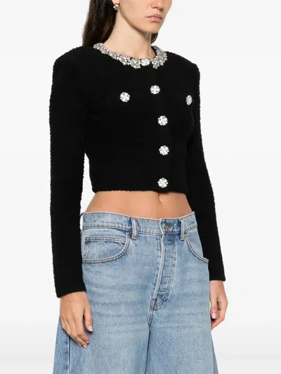 Self-portrait Embellished-button Jacket In Black