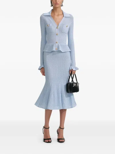 Self-portrait Crochet Midi Dress In Blue