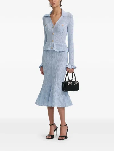 Self-portrait Crochet Midi Dress In Blue