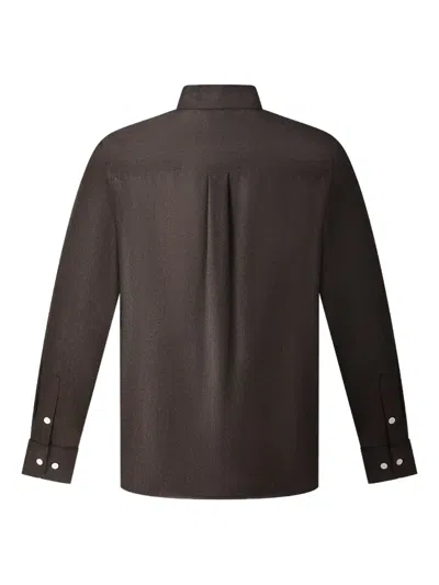 Shanghai Tang Buttoned Wool Shirt In Brown