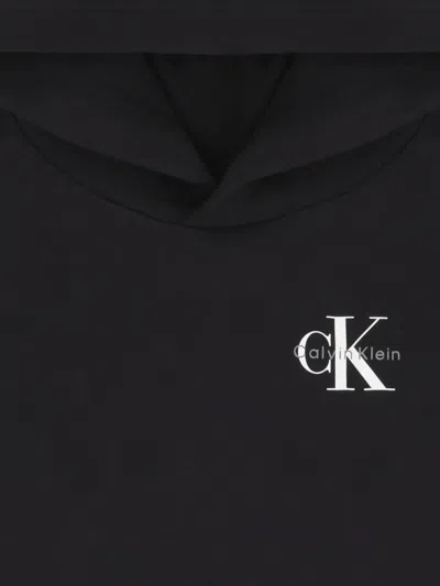 Calvin Klein Logo Hooded Hoodie In Black