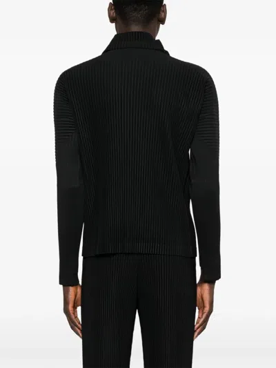 Issey Miyake Roll-neck Ribbed Top In Black