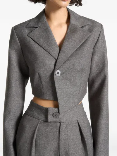 Manière De Voir Dina Asymmetric Tailored Blazer In Gray