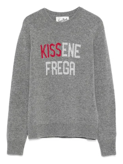 Mc2 Saint Barth Kissene Frega Lettering Jumper In Gray