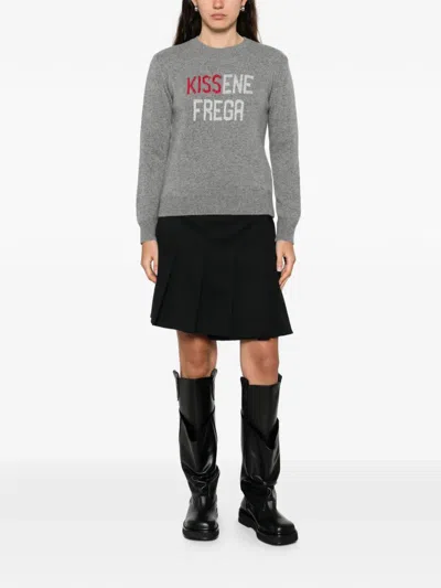 Mc2 Saint Barth Kissene Frega Lettering Jumper In Gray
