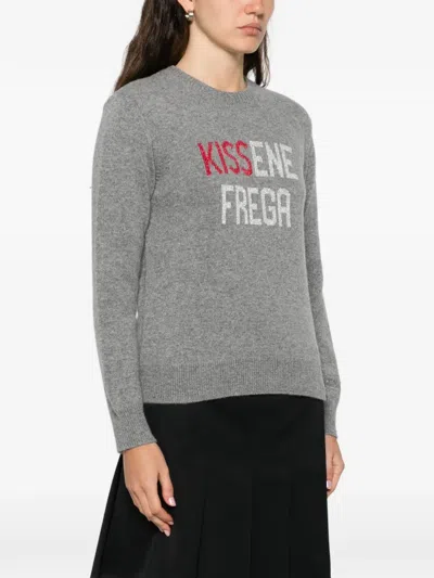 Mc2 Saint Barth Kissene Frega Lettering Jumper In Gray