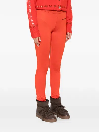 Jil Sander Logo-detail Elastic-waist Trousers In Orange