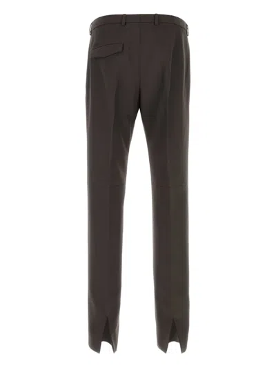 Gucci Panama Trousers With Front Crease And Slits In Brown