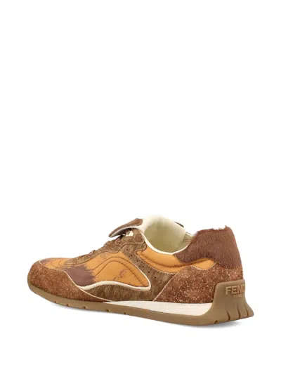 Fendi Wave Pulse Lace-up Sneakers In Brown