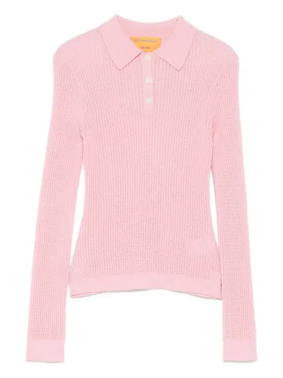 Guest In Residence Long-sleeves Polo Top In Pink
