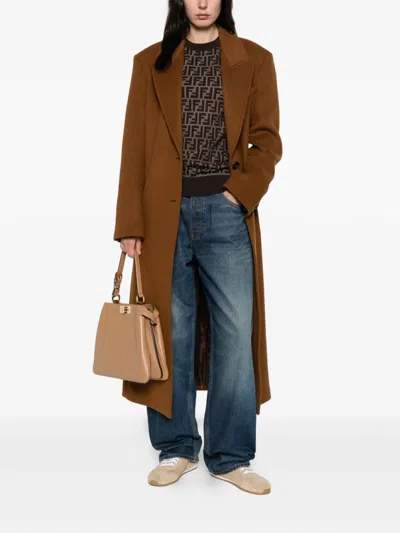 Fendi Logo Pattern Sweater In Brown