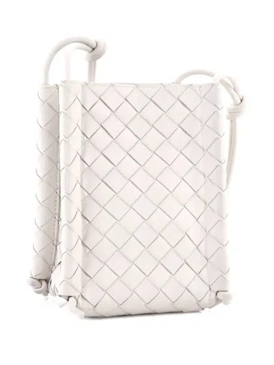 Pre-owned Bottega Veneta The Knot Bag Intrecciato Nappa Mini Crossbody Bag In White