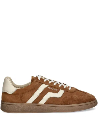 Gant Stripe-detail Panelled Sneakers In Brown