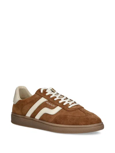 Gant Stripe-detail Panelled Sneakers In Brown