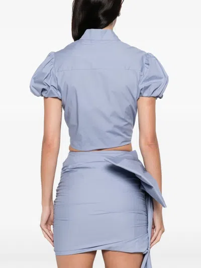 Self-portrait Floral-appliqué Blouse In Blue