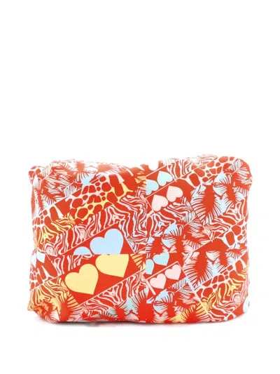 Pre-owned Hermes Balusoie Bag Printed Silk And Leather Shoulder Bag In Orange