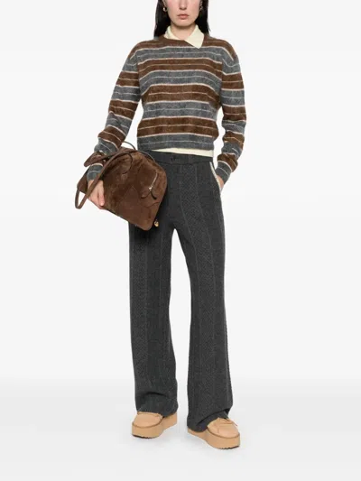Guest In Residence Striped Knitted Sweater In Brown