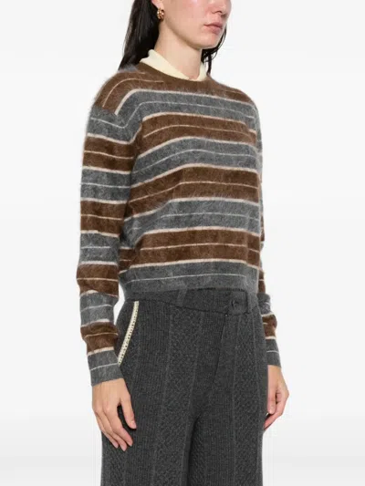 Guest In Residence Striped Knitted Sweater In Brown