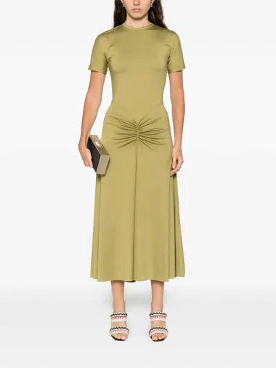 Victoria Beckham Blaire Short-sleeve Midi Dress In Green
