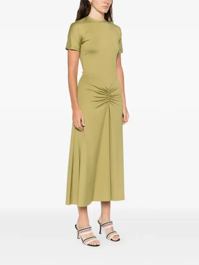 Victoria Beckham Blaire Short-sleeve Midi Dress In Green