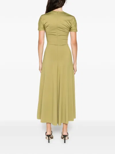 Victoria Beckham Blaire Short-sleeve Midi Dress In Green