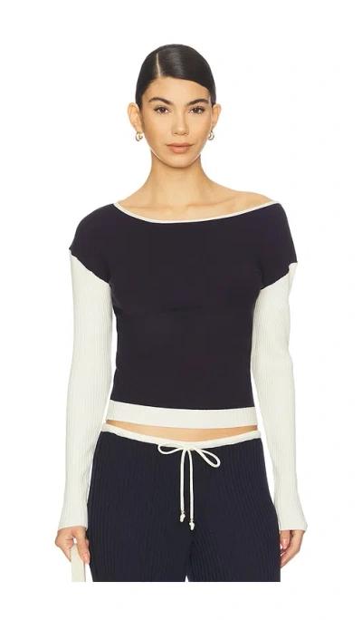 Frankies Bikinis Vail Cloud Knit Shirt In Blue