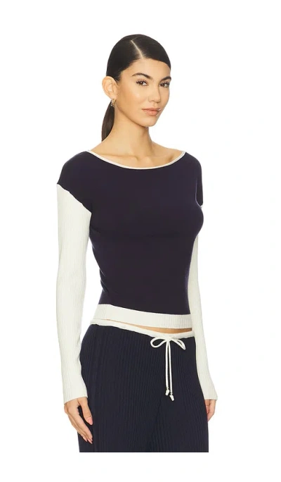 Frankies Bikinis Vail Cloud Knit Shirt In Blue