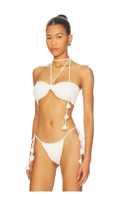 Devon Windsor Eleanor Halter Bikini Top In White