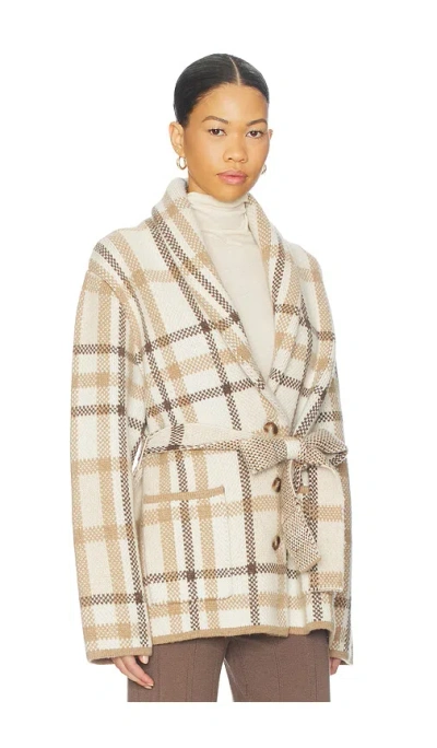Naadam Super Luxe Plaid Jacquard Wrap Coat In Animal Print