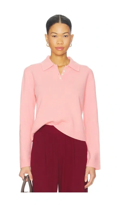 Leset Jesse Wool Polo Sweater In Pink