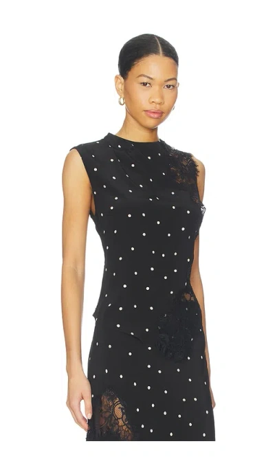 A.l.c Gracie Polka Dot Crepe And Lace Top In Black Cream In Multi