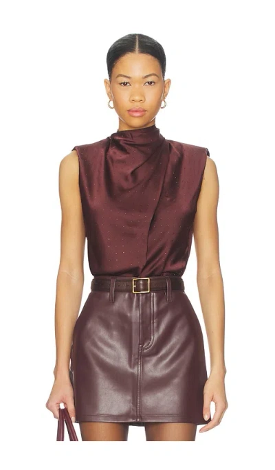 Astr The Label Inaya Crystal Studded Sleeveless Top In Burgundy