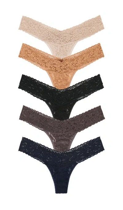Hanky Panky Signature Lace Low Rise 5 Pack In Multi