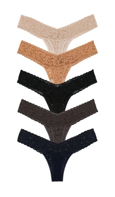 Hanky Panky Signature Lace Low Rise 5 Pack In Multi