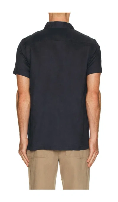 Scotch & Soda Short Sleeve Linen Shirt In Black