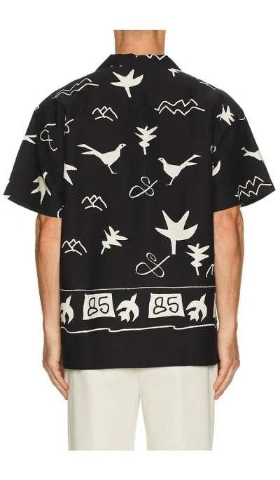 Scotch & Soda Relaxed Fit Placed Aop Short Sleeve Shirt In Black