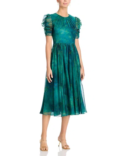 Theia Carmen Short Sleeve Dress In Green